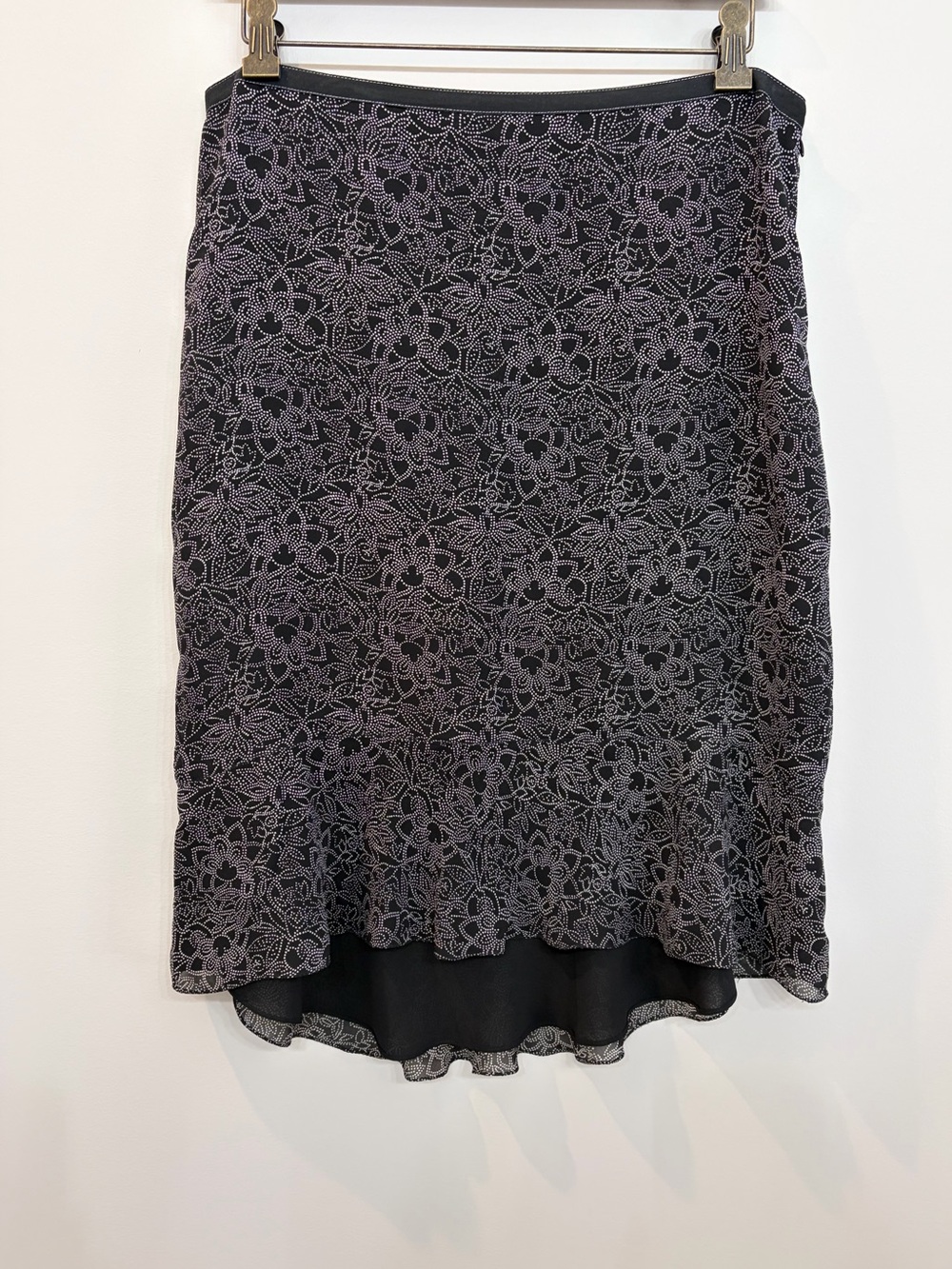 The Limited Y2K Silk Chiffon Hi Low Skirt Ditzy Floral Design Ruffle Hem Size 10